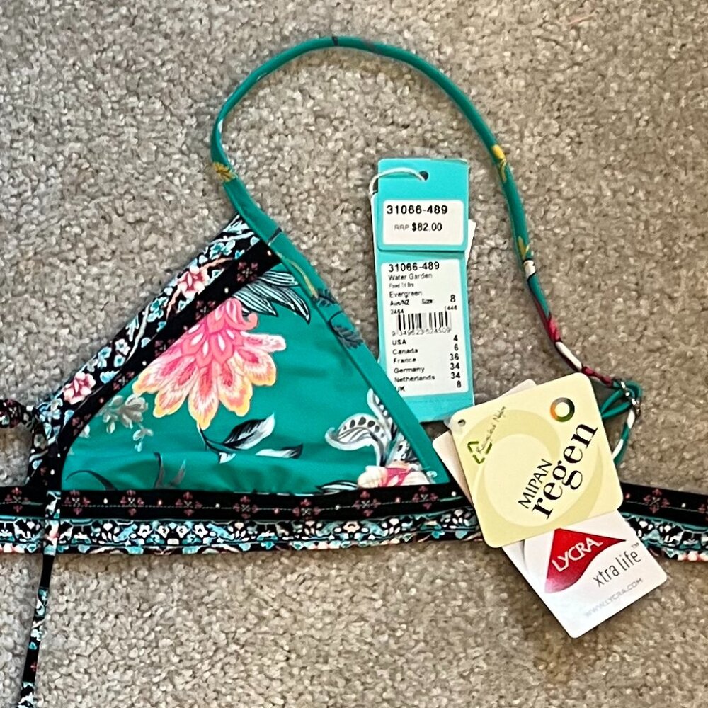 NWT Seafolly water garden fixed triangle bikini top, sz. US 4 - Picture 3 of 3